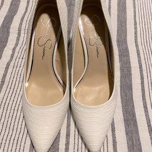 Jessica Simpson snake textured heels